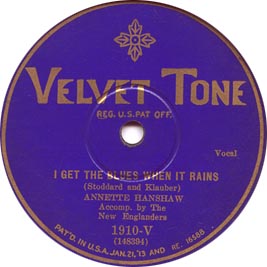 I Get The Blues When It Rains - Velvet Tone 1910-V